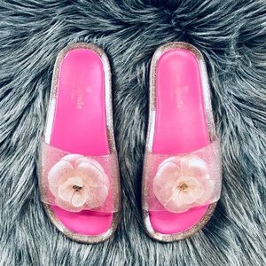 Kate Spade pink glitter jelly sandals slid…